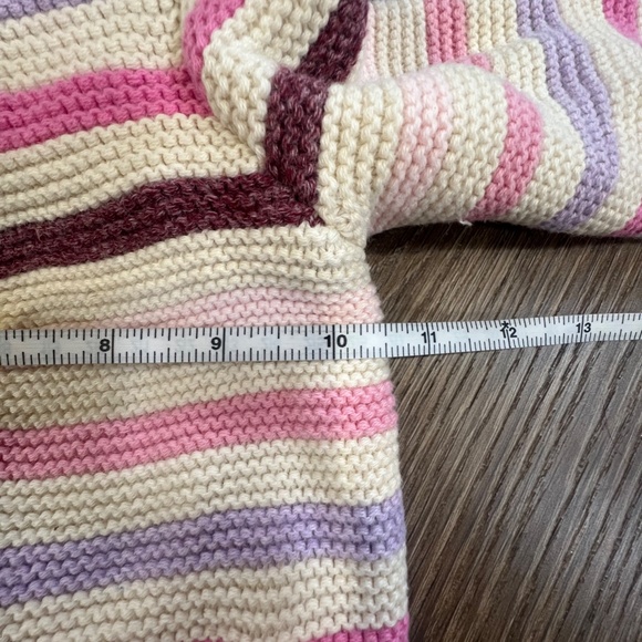 Baby Gap Button Front Hooded Sweater Jacket Girls 6-12 Months Striped Cream - Picture 6 of 9